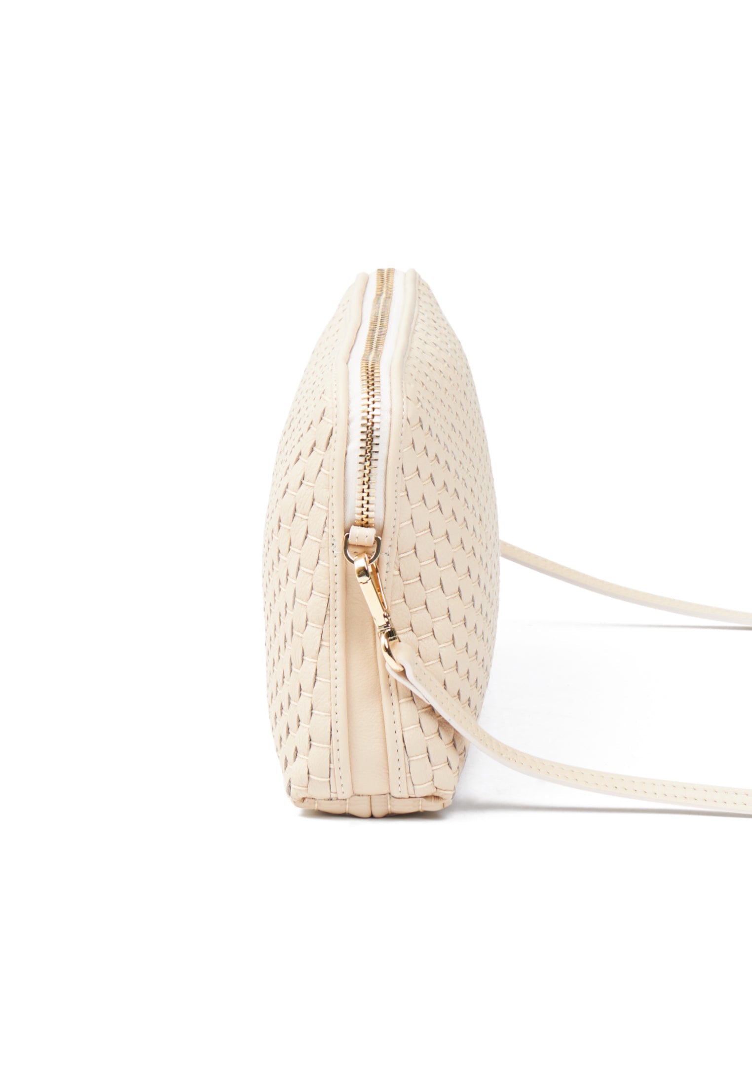 Side profile of the 1789 Regular Crossbody bag in Burro highlighting the structured design