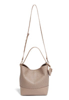 Parise 51 Large Bucket Bag front view showing the adjustable and removable shoulder strap in its full length.