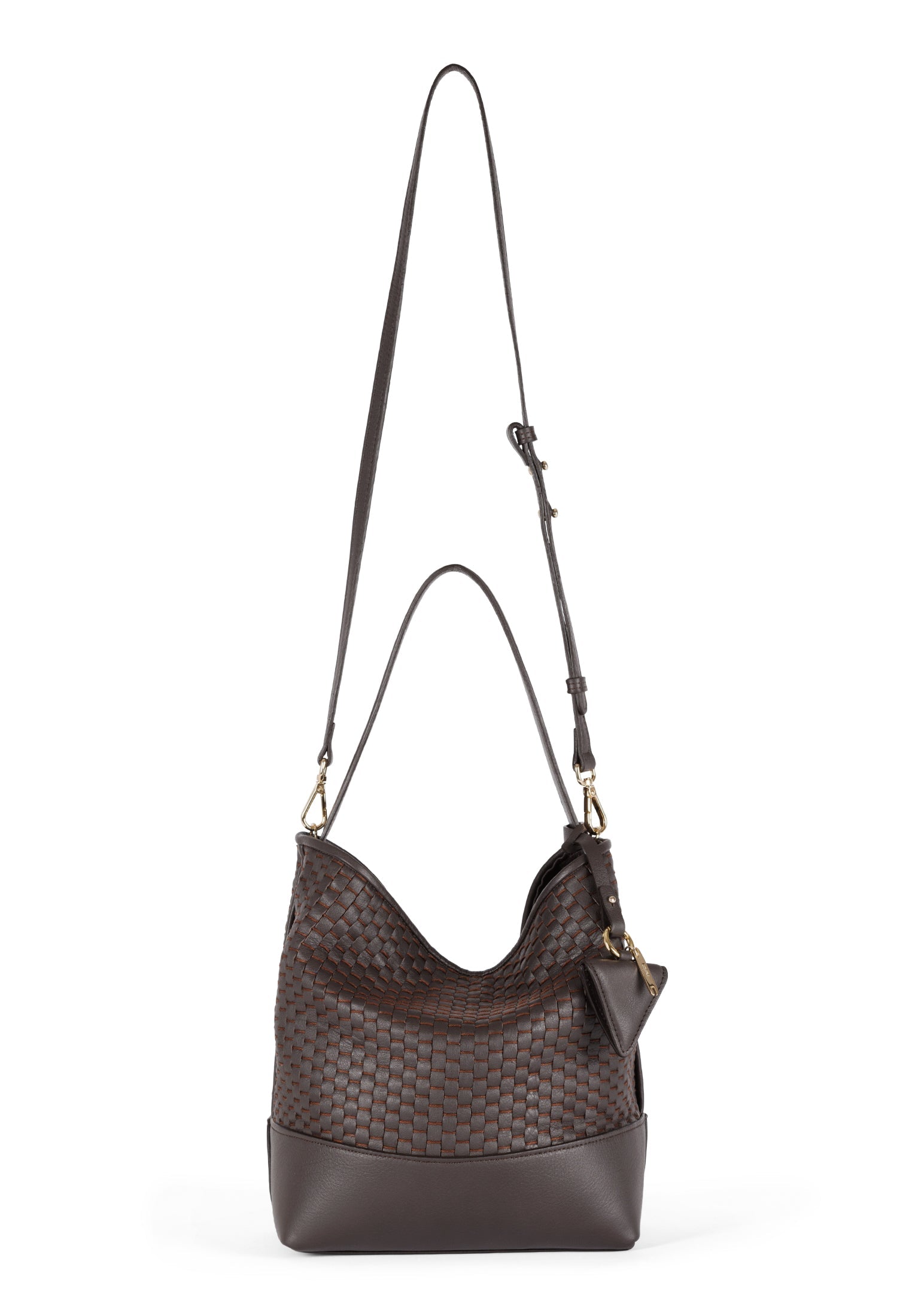 Parise 51 Large Bucket bag frontal view showcasing the adjustable and removable shoulder strap.